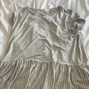 Cute Gray Striped Dressy Tee Shirt